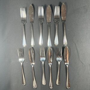 Vintage Godinger silver plated fish knives and forks 12 service for 6